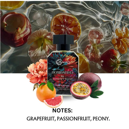 perfume bottle with fruits background